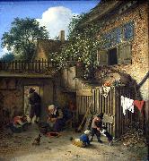 Adriaen van ostade The cottage dooryard. France oil painting artist